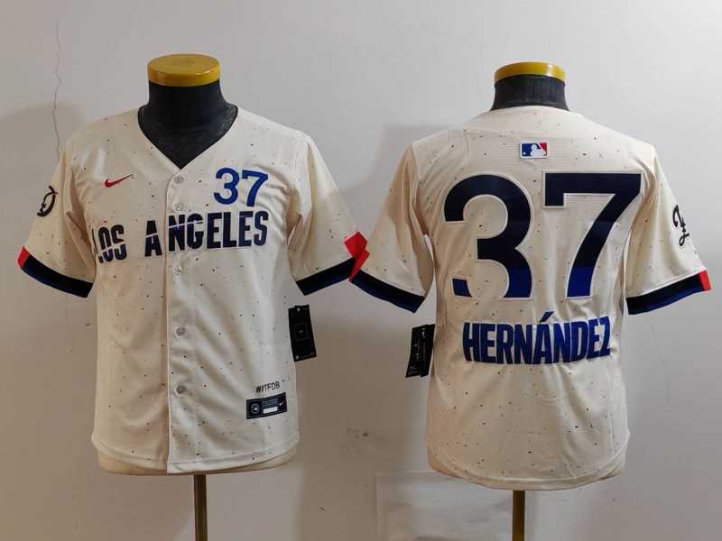 Youth Los Angeles Dodgers #37 Teoscar Hernandez Cream 2024 City Connect Limited Stitched Jersey->mlb youth jerseys->MLB Jersey